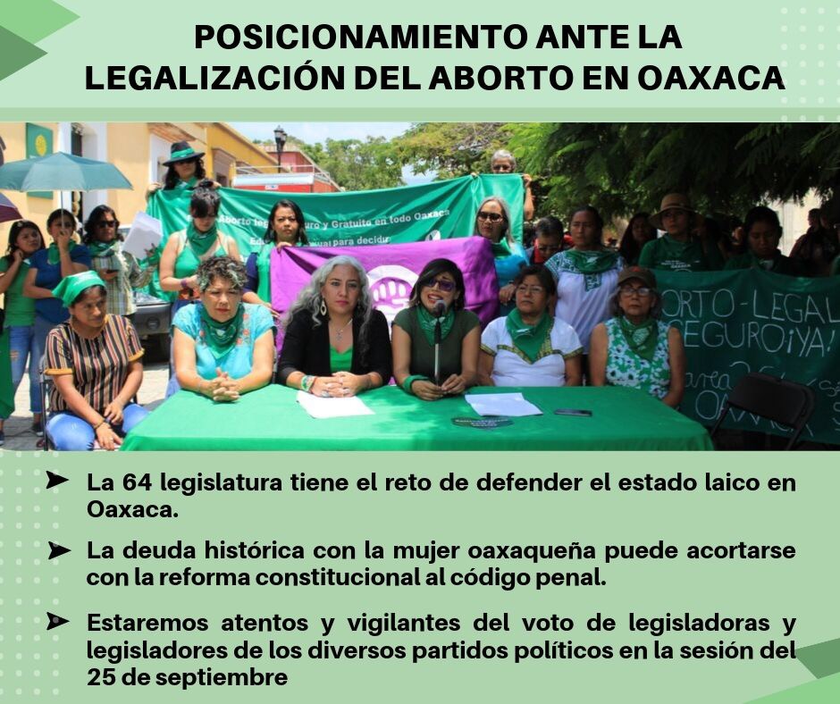 Pronunciamiento ante la Legalización del Aborto en Oaxaca
