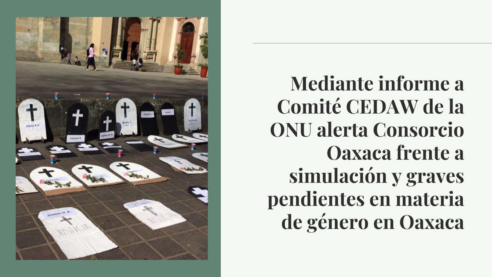 Mediante informe a Comité CEDAW de la ONU alerta Consorcio Oaxaca frente a simulación y graves pendientes en materia de género en Oaxaca