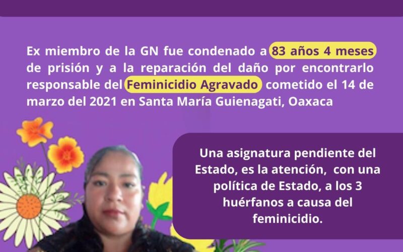 Se logra sentencia condenatoria contra el feminicida de María Cruz Zaragoza