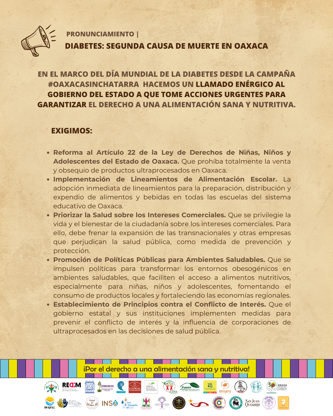 Pronunciamiento | DIABETES: SEGUNDA CAUSA DE MUERTE EN OAXACA